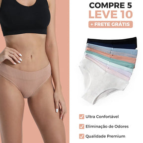Kit Calcinhas Algodão Confort® Antibacteriana [COMPRE 5 E LEVE 10] - Queima de Estoque! 🔥